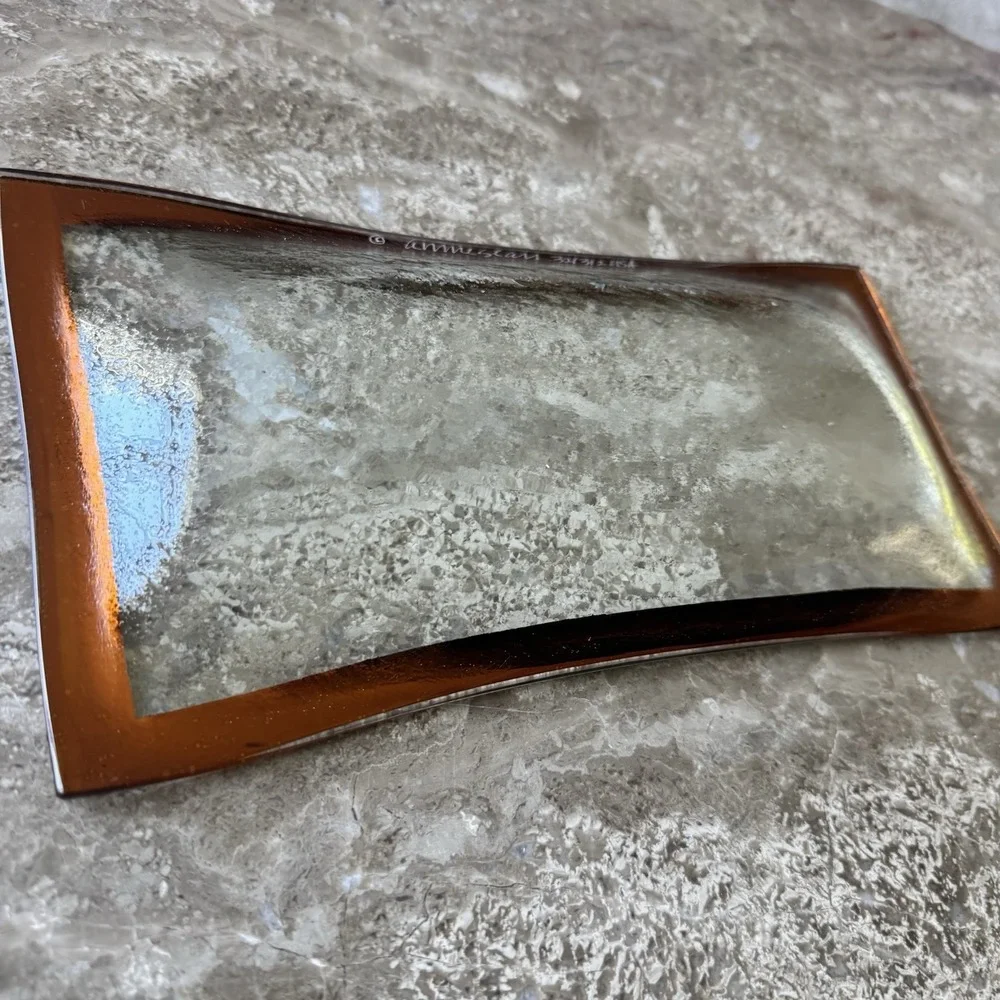 Gorgeous Signed Annie Glass 24kt Gold Antique Olive Tray Approx 11.5